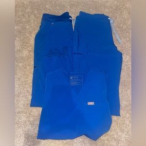 FIGS BUNDLE - joggers, straight leg, and scrub top in royal blue